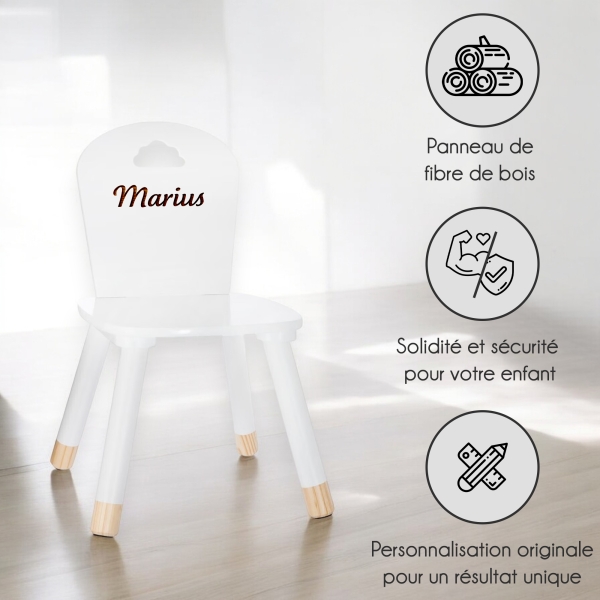 Chaise enfant blanche à personnaliser