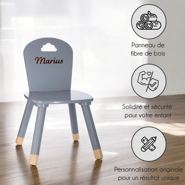 Chaise enfant grise à personnaliser