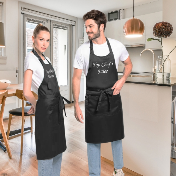 Tablier Brodé Noir personnalisé