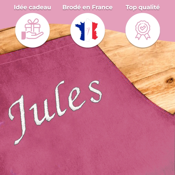 Tablier rose enfant personnalisé
