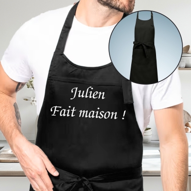 Tablier Brodé Noir personnalisé