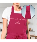 Tablier Brodé fuchsia personnalisé