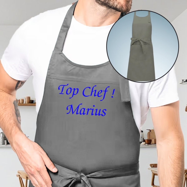 Tablier personnalisé adulte gris personnalisé