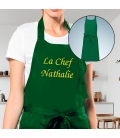 Tablier Brodé vert personnalisé