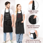 Tablier Brodé Noir personnalisé