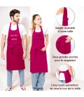 Tablier Brodé fuchsia personnalisé