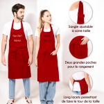Tablier adulte rouge personnalisé