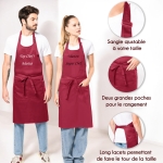 Tablier adulte marsala personnalisé