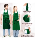Tablier Brodé vert personnalisé