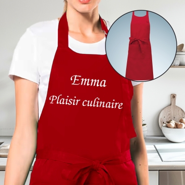 Tablier adulte rouge personnalisé
