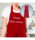 Tablier adulte rouge personnalisé