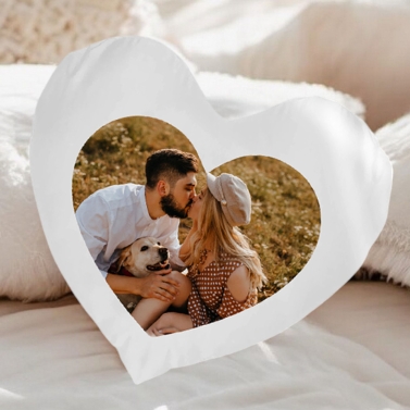 Coussin coeur photo à personnaliser