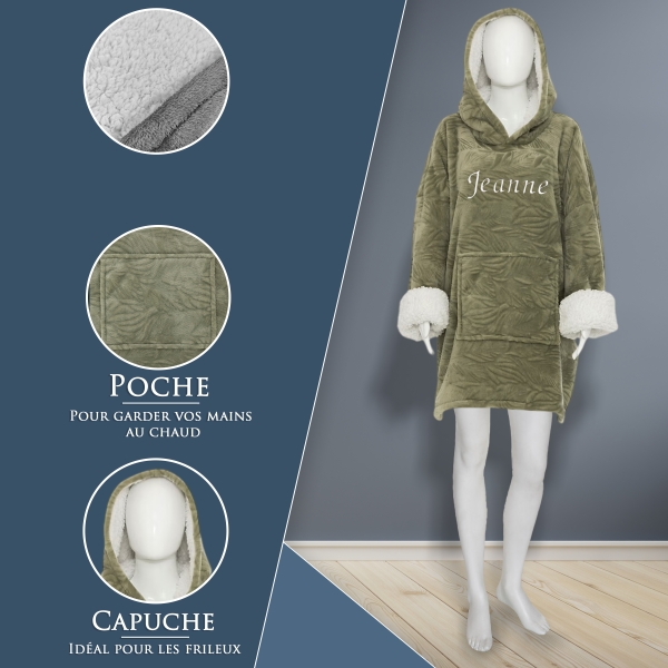 Couverture à capuche vert personnalisée