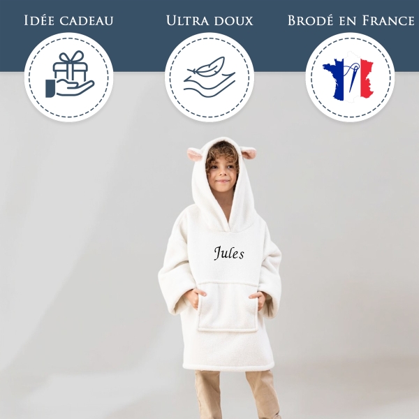 Couverture à capuche ourson blanc personnalisée