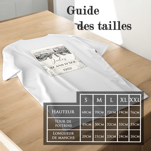 Tee-shirt homme personnalisé étiquette bouteille vin