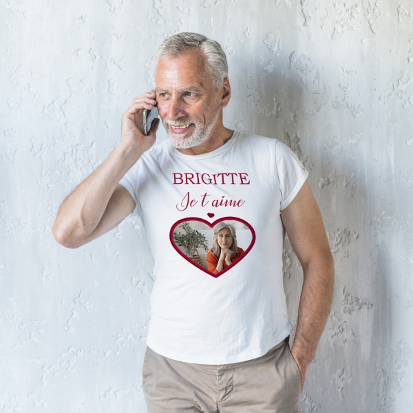 Tee-shirt homme personnalisé photo amoureux