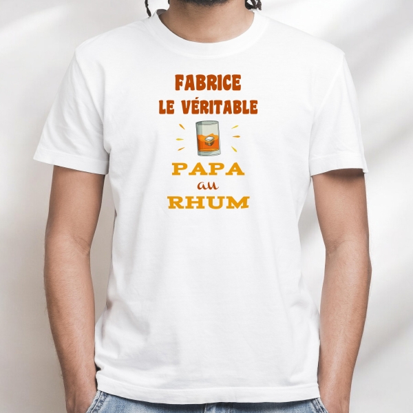 Tee-shirt homme personnalisé papa au rhum
