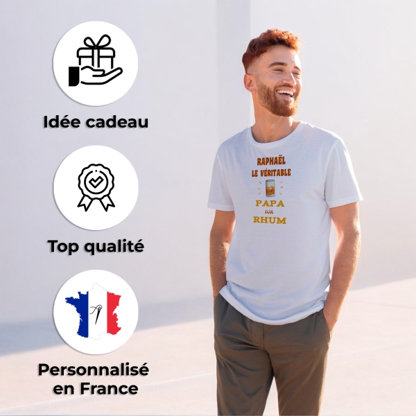 Tee-shirt homme personnalisé papa au rhum