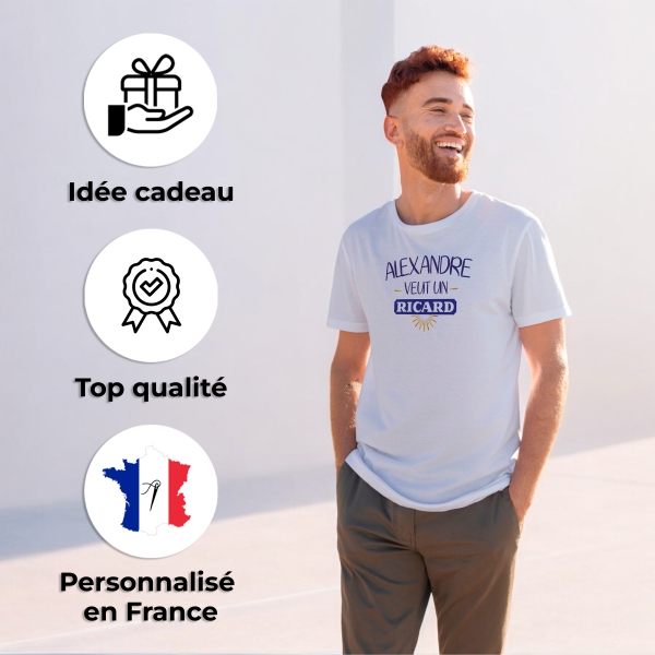 Tee-shirt homme personnalisé veut un ricard