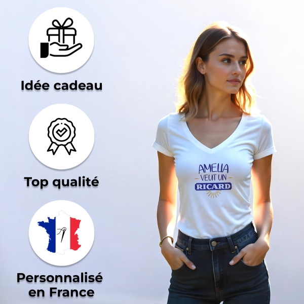 Tee-shirt femme personnalisé veut un ricard