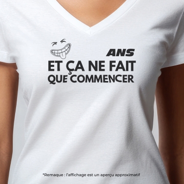 Tee-shirt femme personnalisé smiley âge