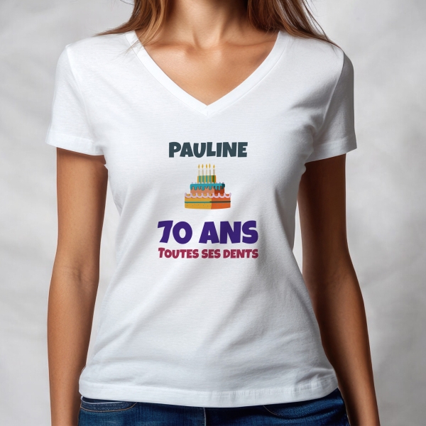 tee-shirt femme personnalisable gateau anniversaire