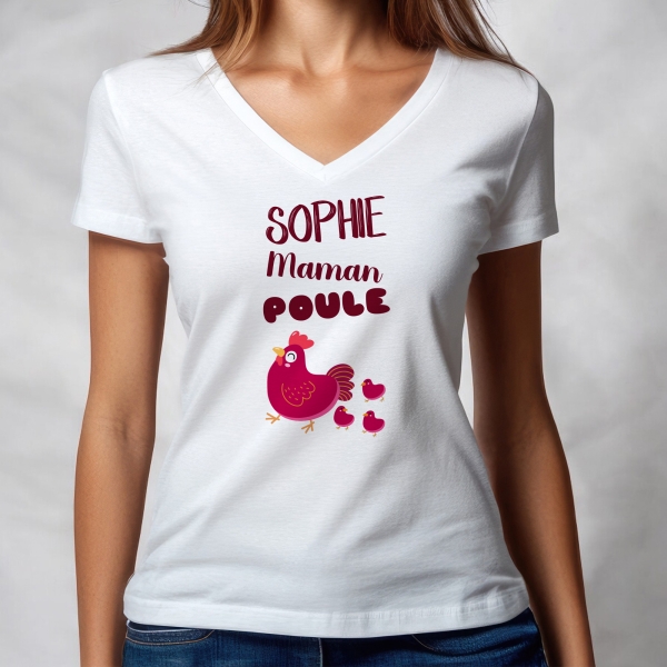 Tee-shirt femme personnalisé maman poule