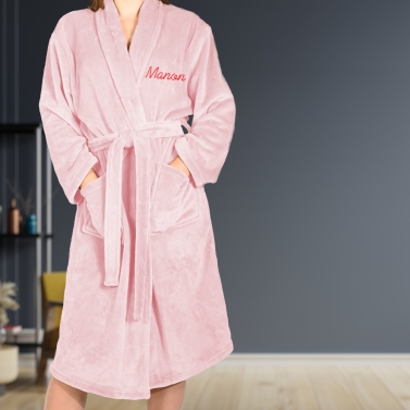 Peignoir de chambre femme rose personnalisée