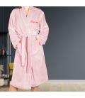 Peignoir de chambre femme rose personnalisée