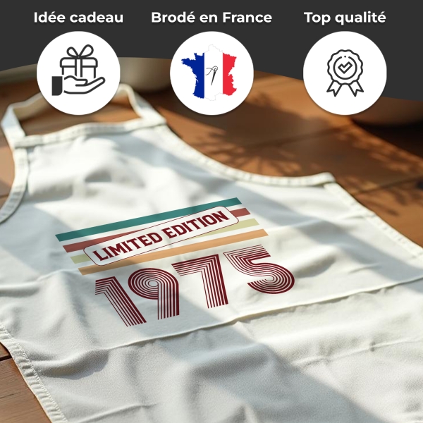 Tablier adulte blanc anniversaire personnalisé