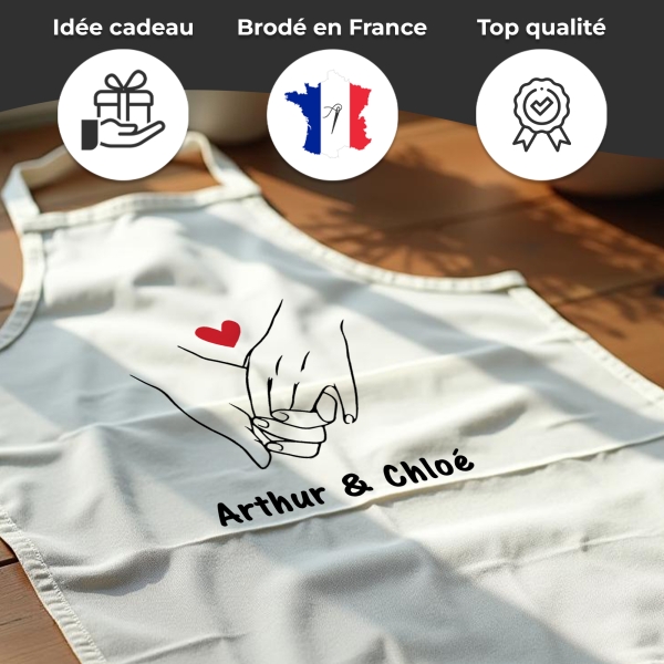 Tablier adulte blanc saint valentin personnalisé