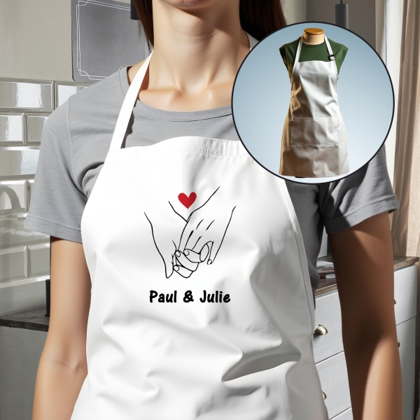 Tablier adulte blanc saint valentin personnalisé