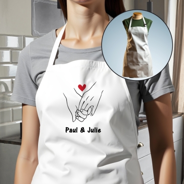 Tablier adulte blanc saint valentin personnalisé