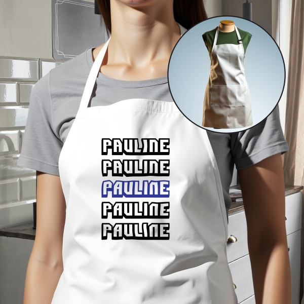 Tablier adulte blanc prénoms personnalisé
