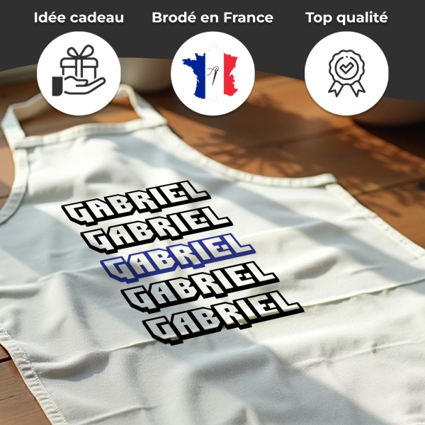 Tablier adulte blanc prénoms personnalisé