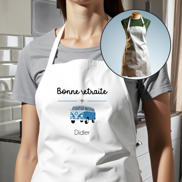 Tablier adulte blanc retraite personnalisé