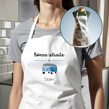 Tablier adulte blanc retraite personnalisé