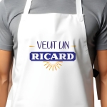Tablier adulte blanc ricard personnalisé