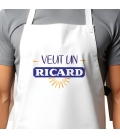 Tablier adulte blanc ricard personnalisé