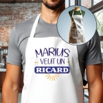 Tablier adulte blanc ricard personnalisé