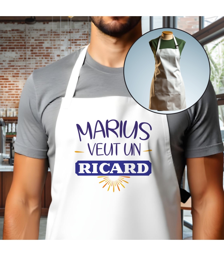 Tablier De Cuisinier Ricard – Ustensile Chef – Pastis Marseille – Polyester (Neuf)