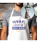 Tablier adulte blanc ricard personnalisé