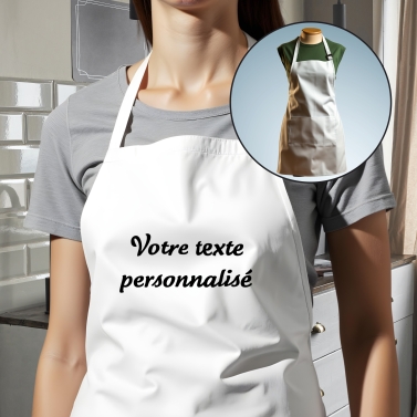 Tablier adulte blanc texte personnalisé