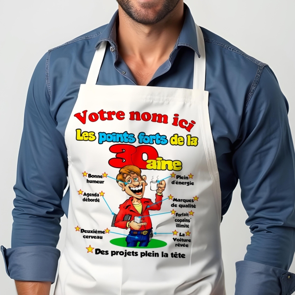 Tablier Anniversaire 30ans homme personnalisé