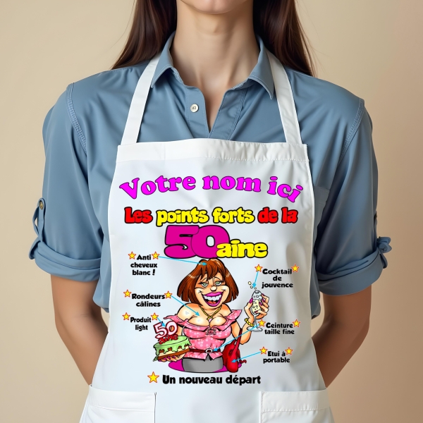 Tablier Anniversaire 50ans femme personnalisé
