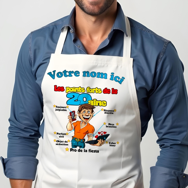 Tablier Anniversaire 20ans homme personnalisé