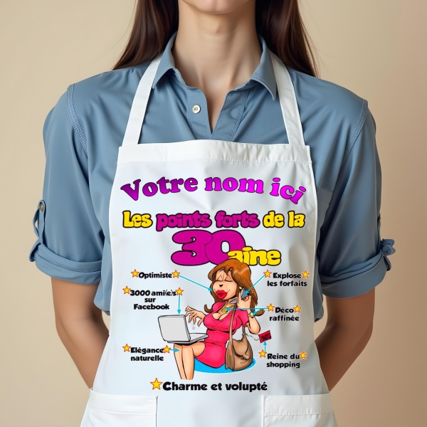 Tablier Anniversaire 30ans femme personnalisé