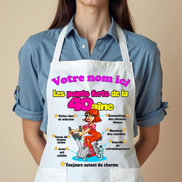 Tablier Anniversaire 40ans femme personnalisé