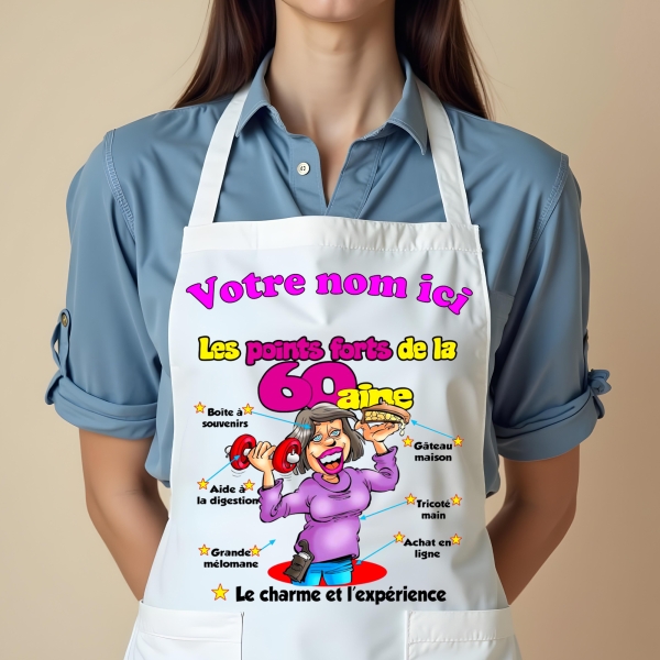 Tablier Anniversaire 60ans femme personnalisé