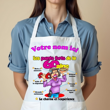 Tablier Anniversaire 60ans femme personnalisé